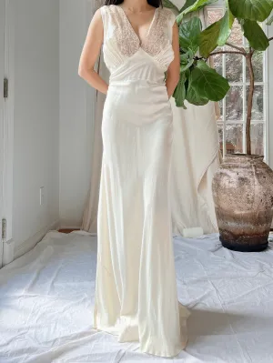 1930s Satin and Lace Slip Dress - S/M