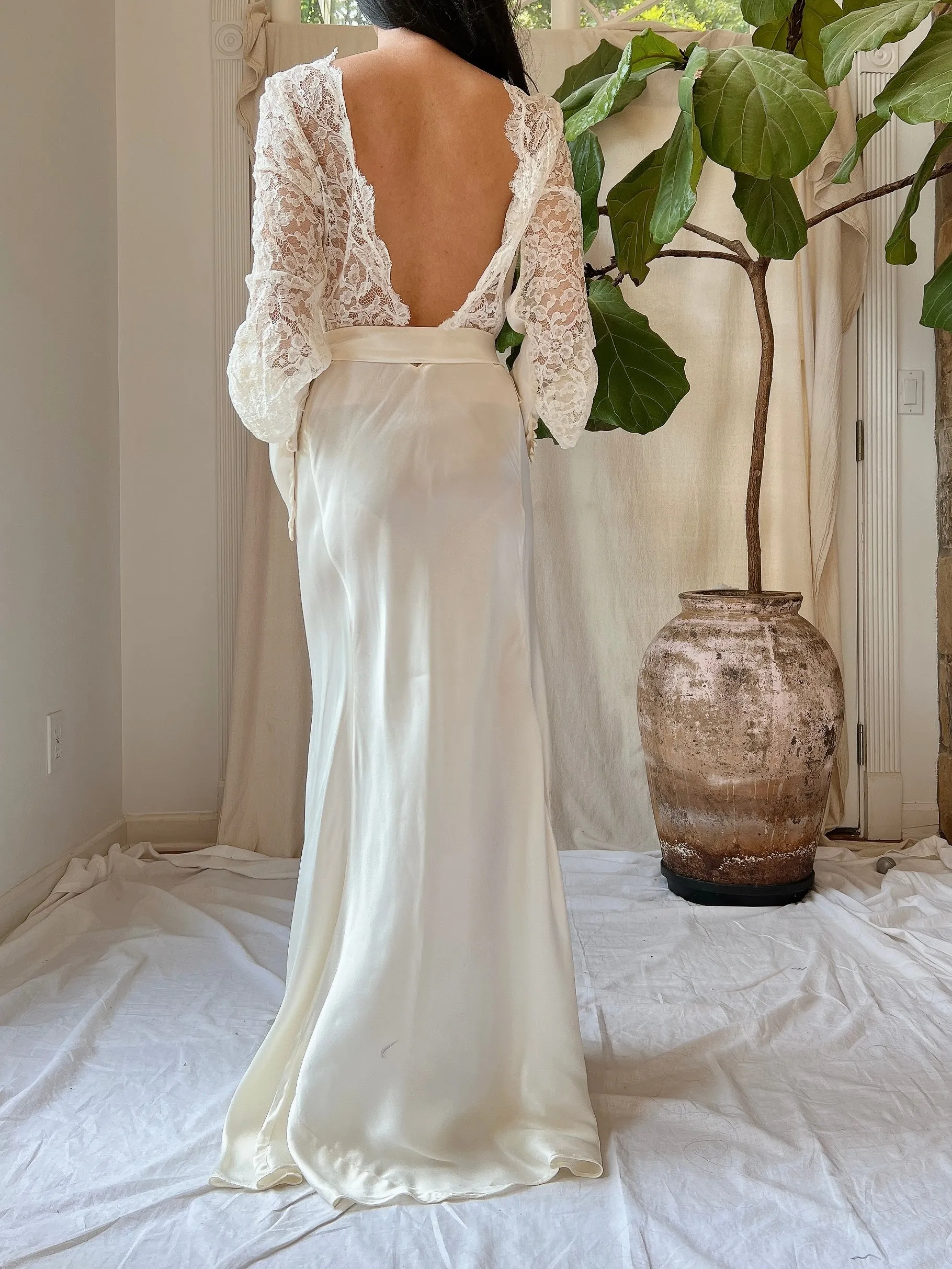 1930s Satin Bias Cut Gown - S/M