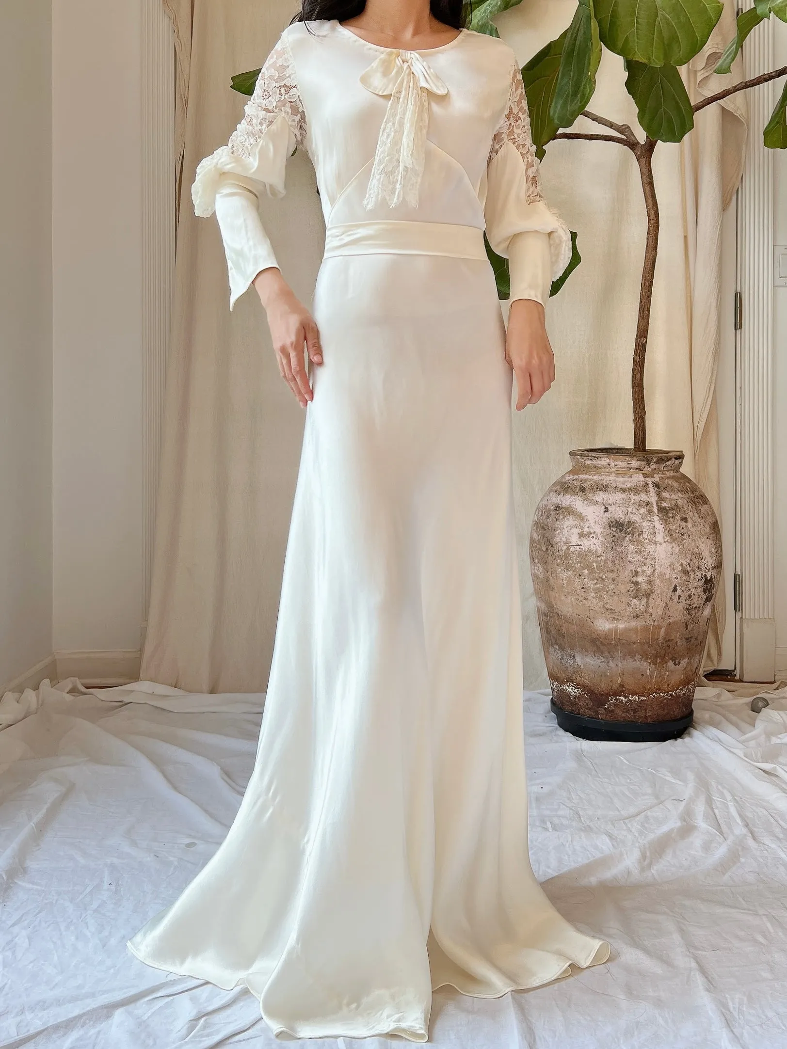 1930s Satin Bias Cut Gown - S/M