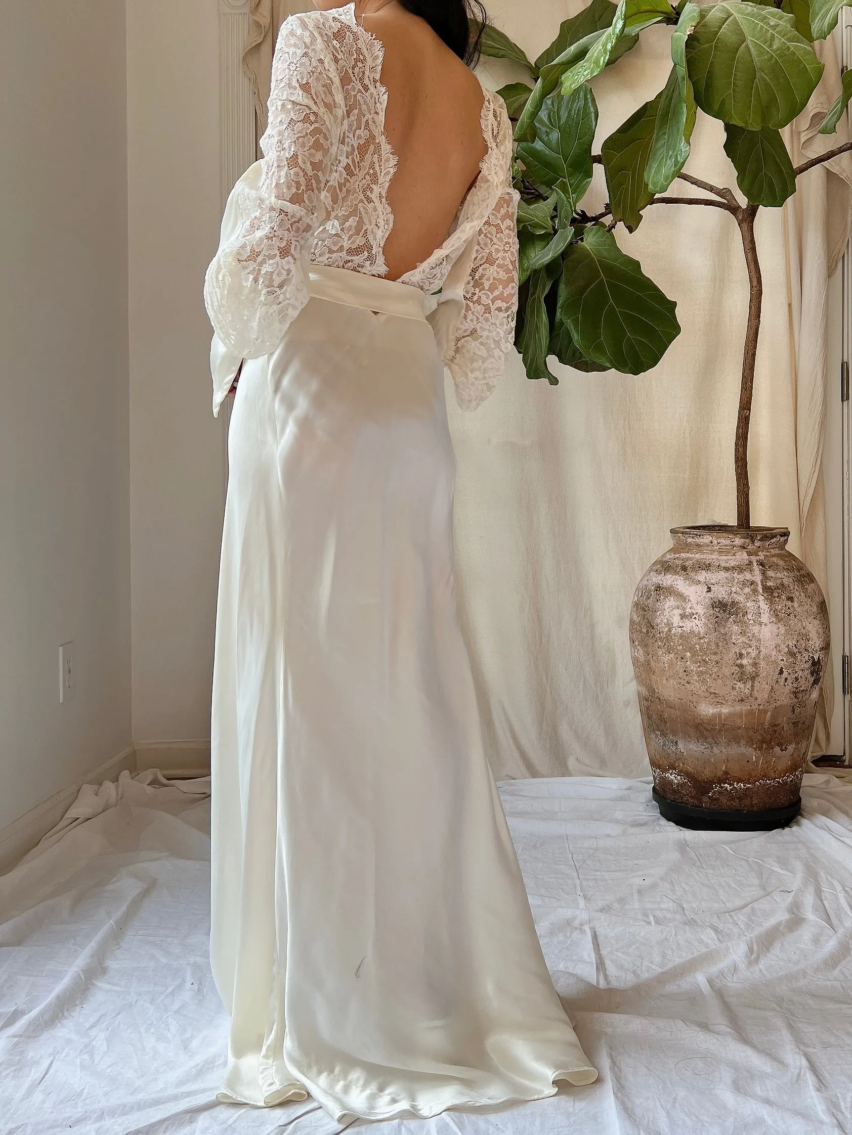 1930s Satin Bias Cut Gown - S/M