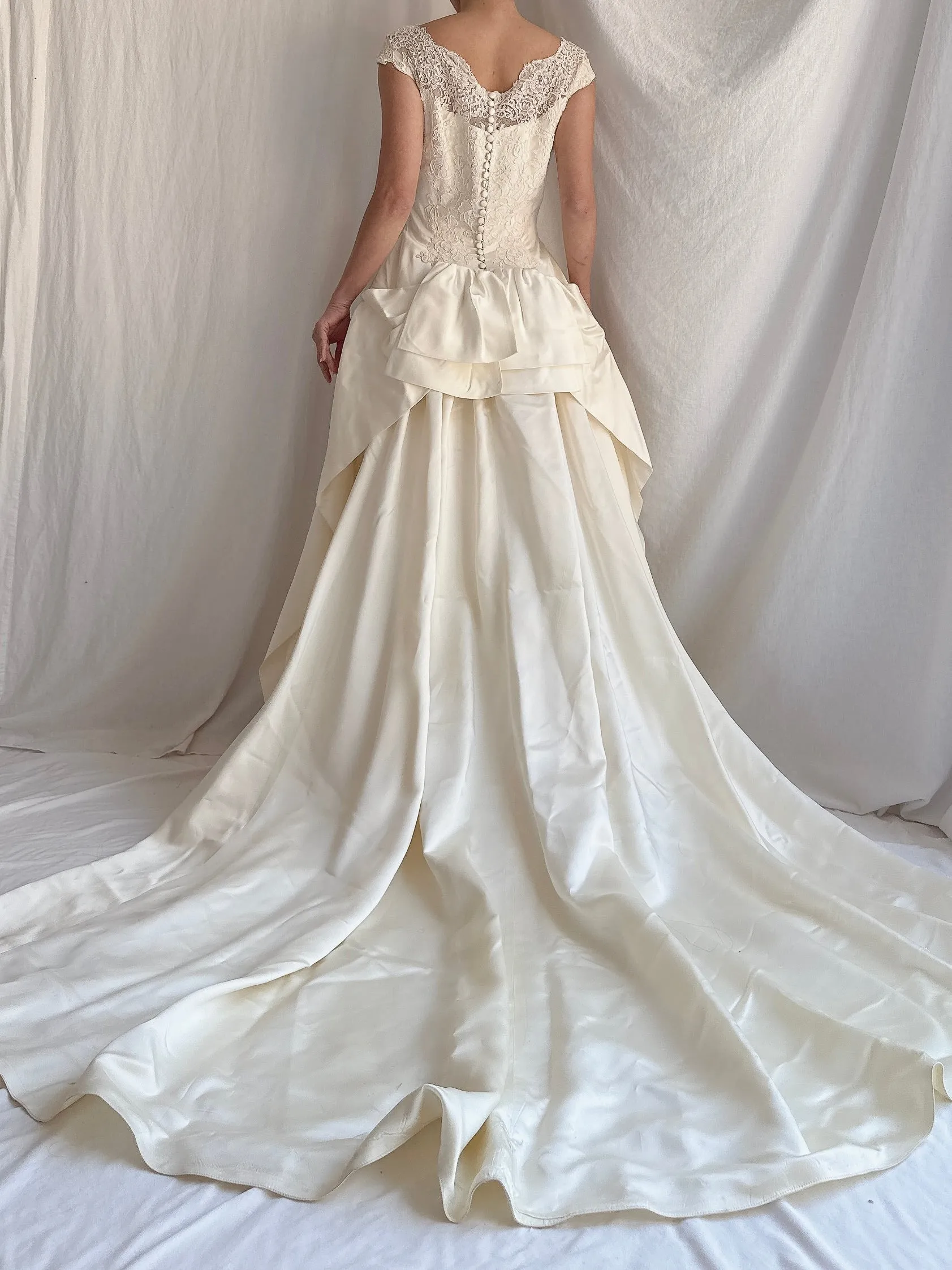 1950s Satin and Lace Gown - XS/2