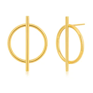 9ct Yellow Gold Circle Bar Silverfilled Stud Earrings