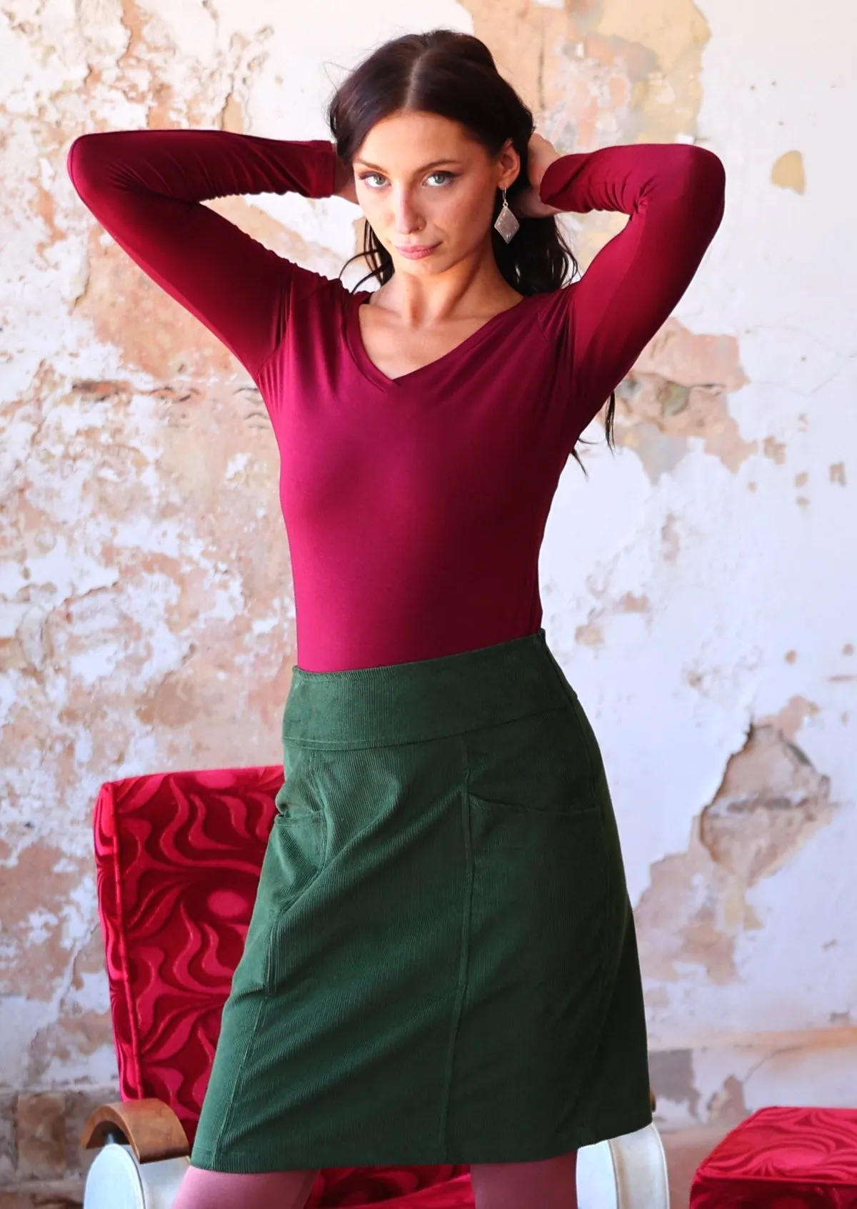 Aalia Corduroy Skirt Douglas Fir