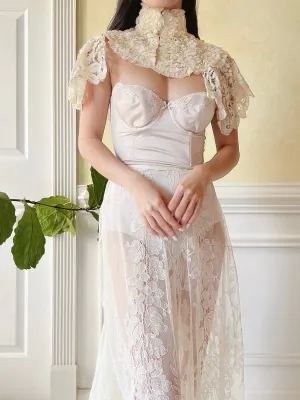 Antique Silk and Battenburg Lace Collar - XS