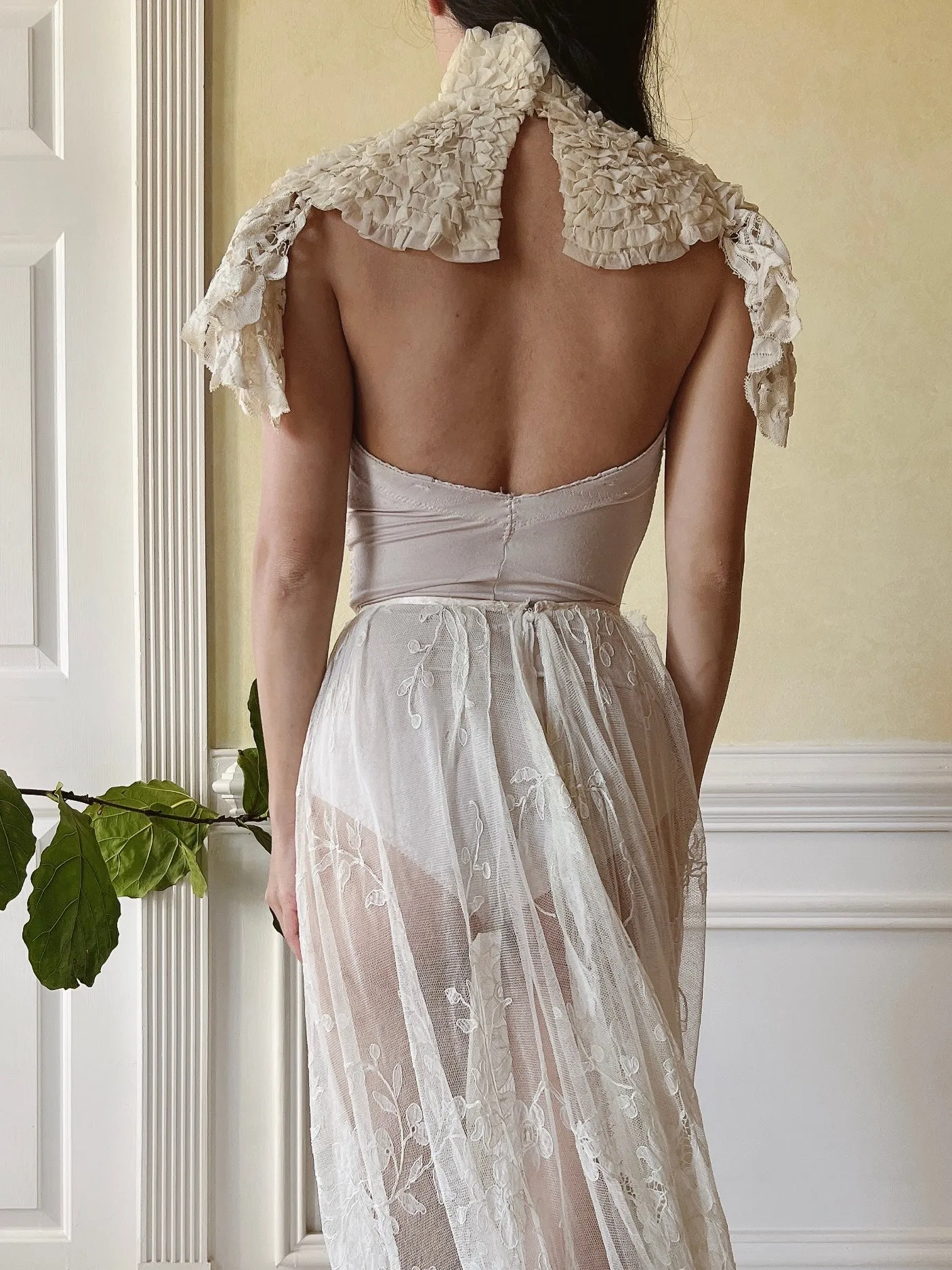 Antique Silk and Battenburg Lace Collar - XS