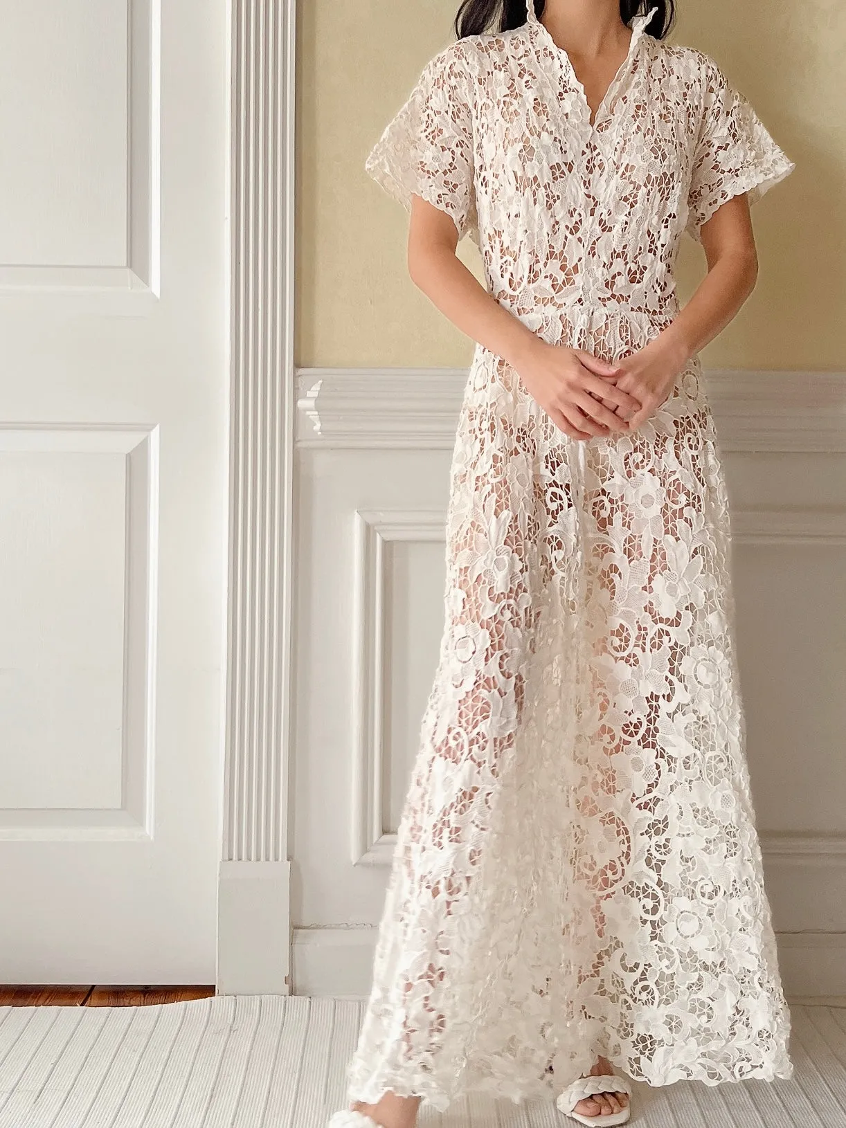 Antique Tatted Lace Dress - M/L