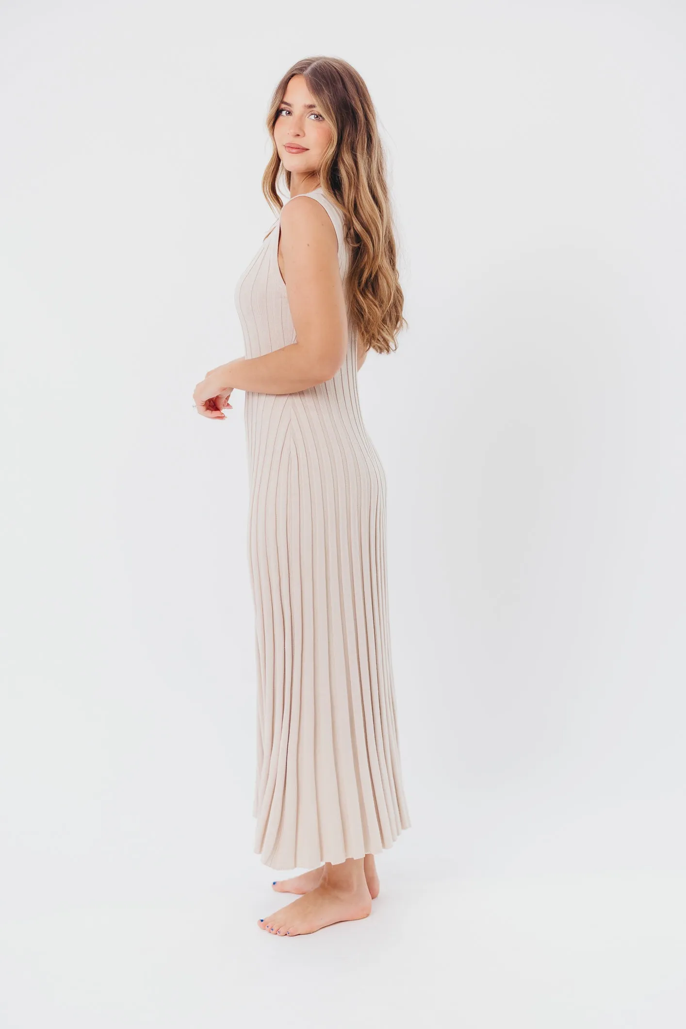 Bailey Ribbed Knit Maxi Dress in Taupe