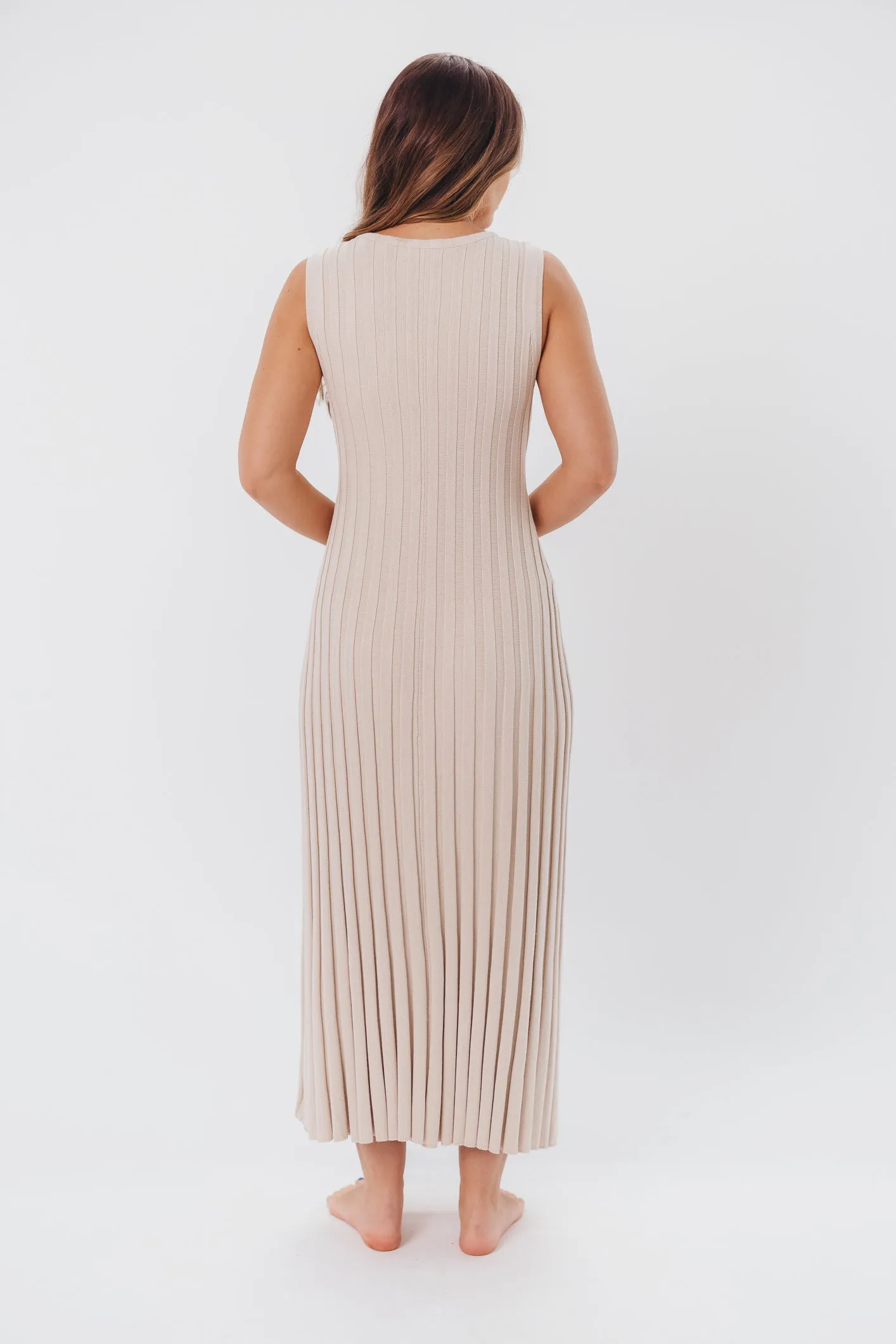 Bailey Ribbed Knit Maxi Dress in Taupe