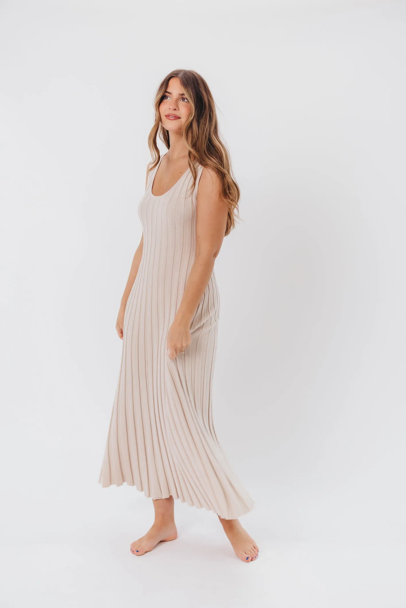 Bailey Ribbed Knit Maxi Dress in Taupe