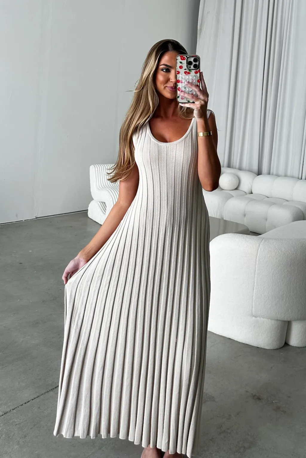 Bailey Ribbed Knit Maxi Dress in Taupe