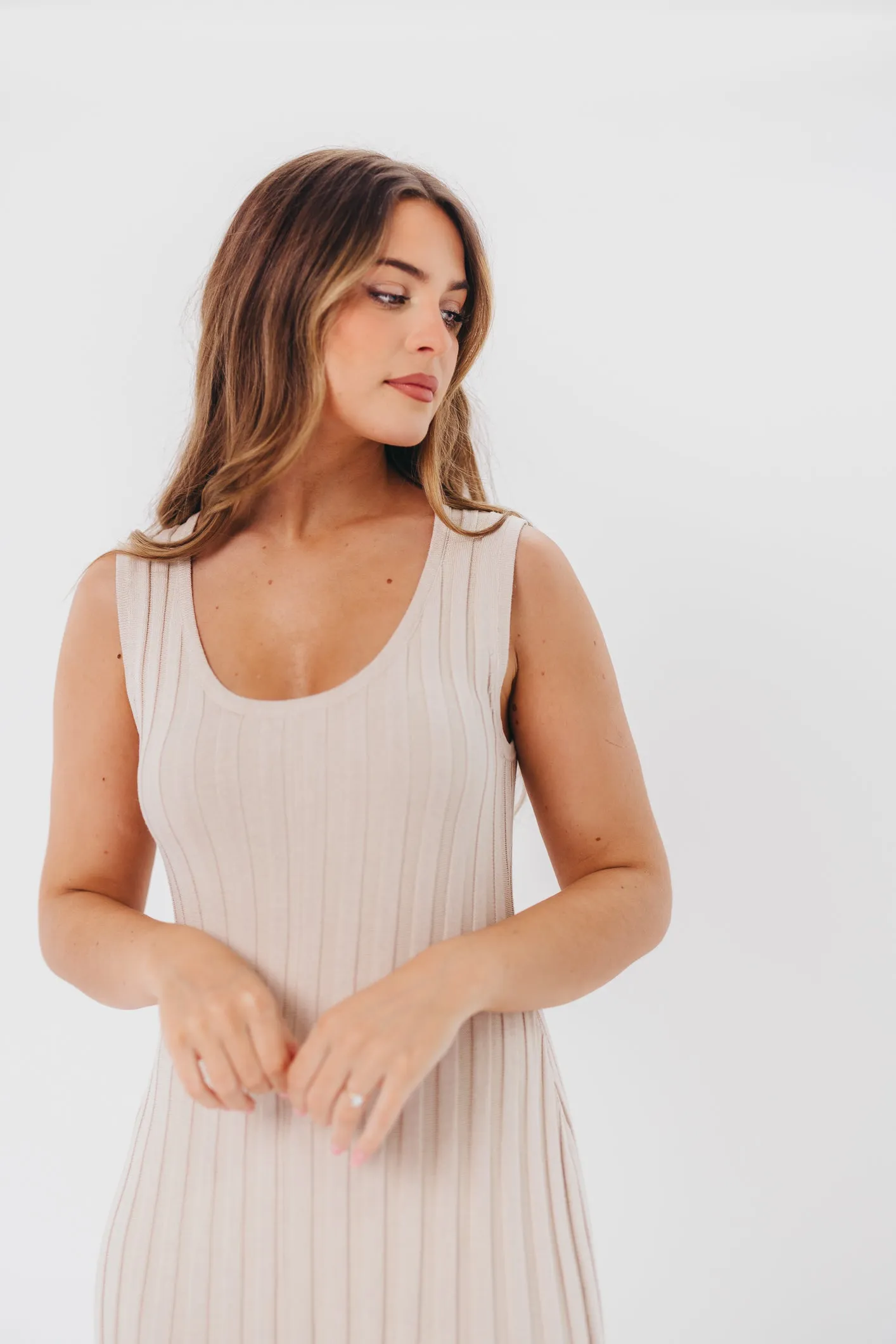 Bailey Ribbed Knit Maxi Dress in Taupe