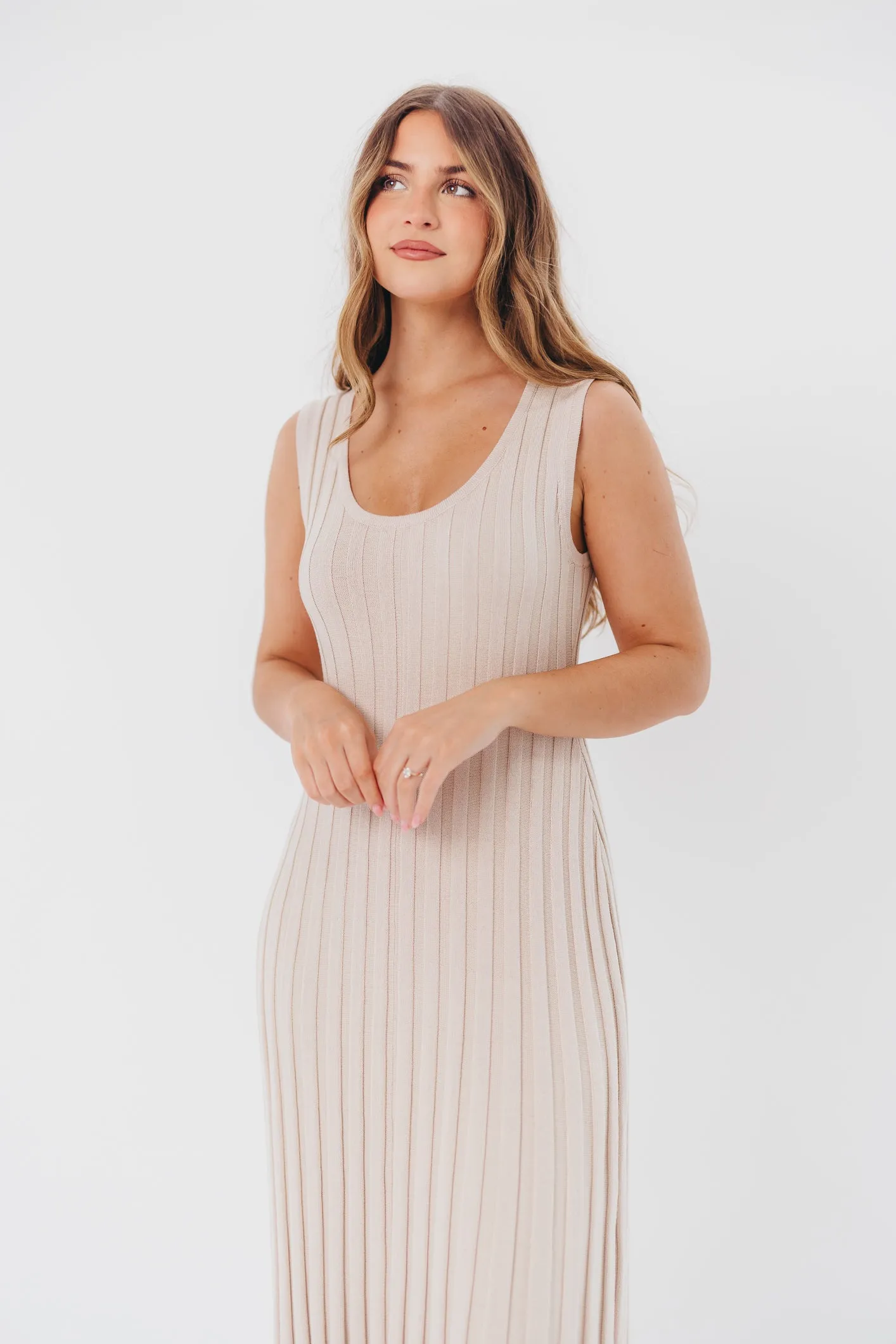 Bailey Ribbed Knit Maxi Dress in Taupe