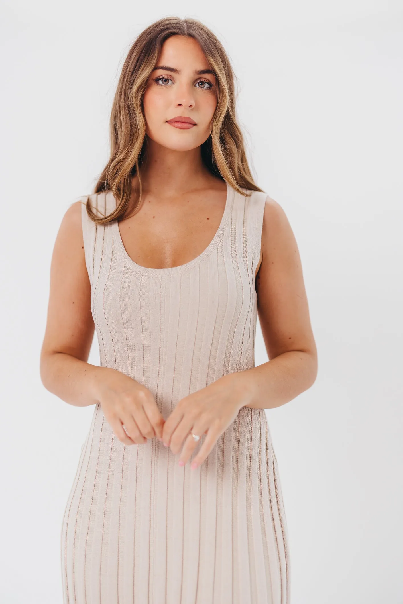 Bailey Ribbed Knit Maxi Dress in Taupe