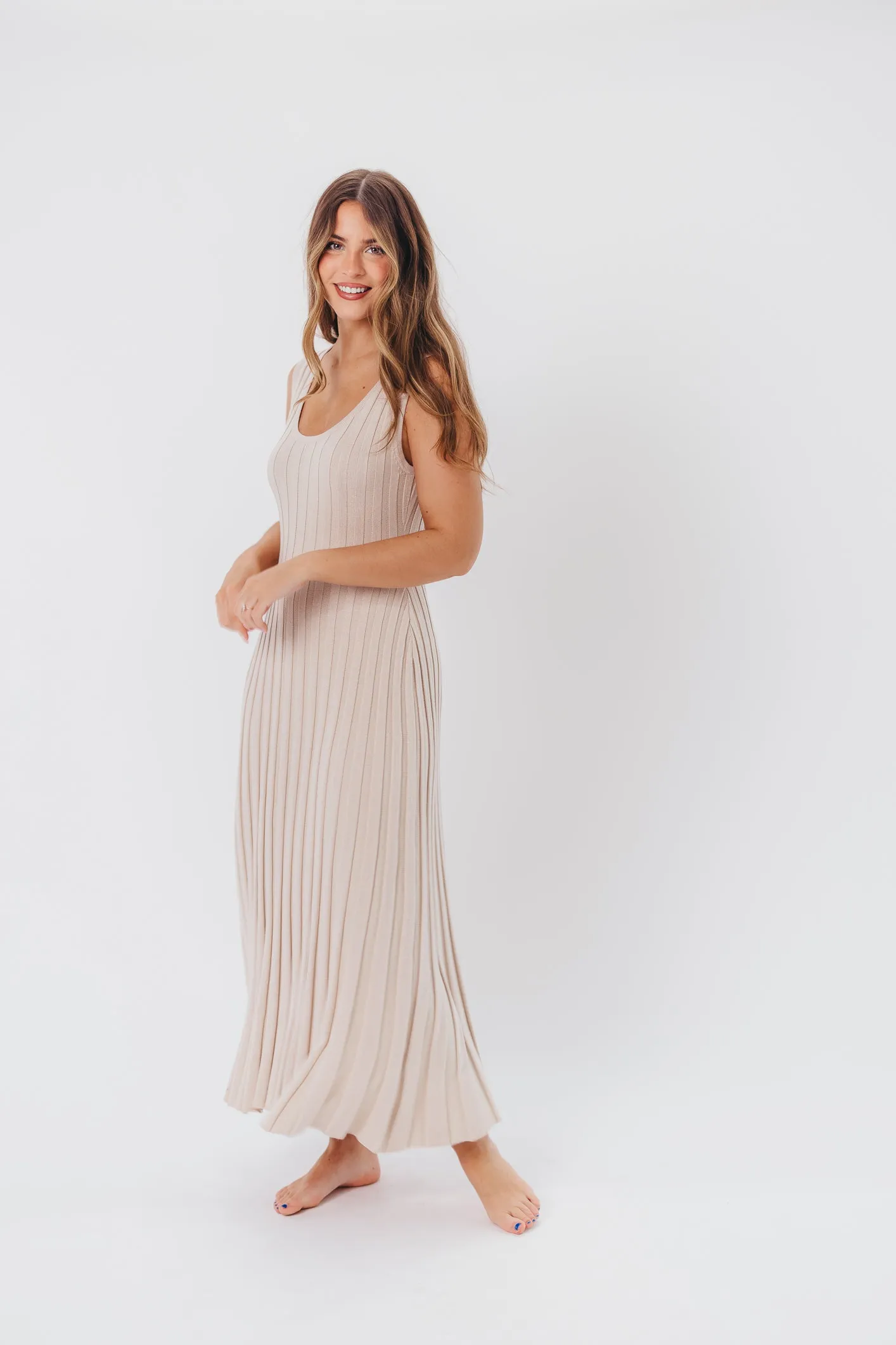 Bailey Ribbed Knit Maxi Dress in Taupe