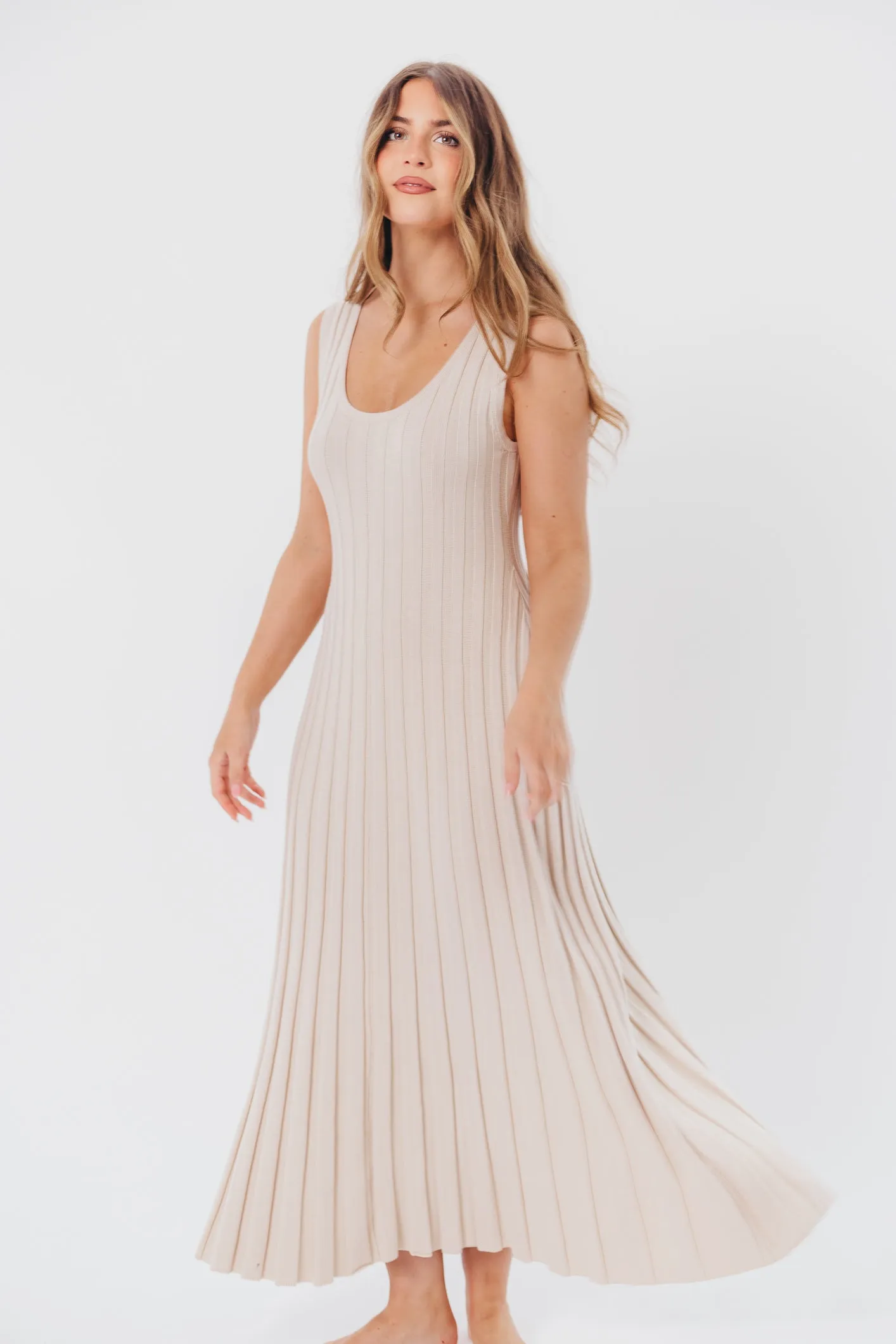 Bailey Ribbed Knit Maxi Dress in Taupe