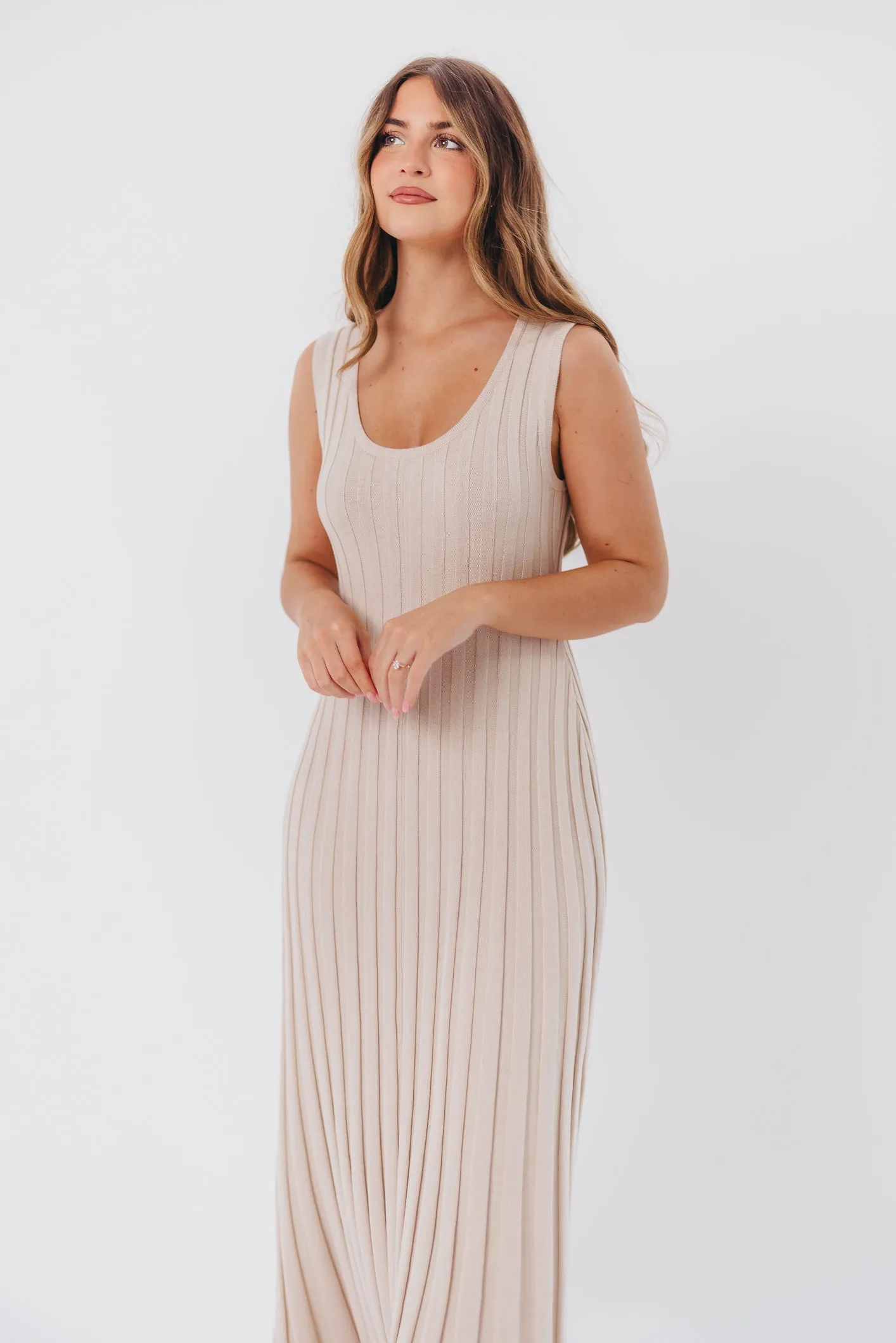 Bailey Ribbed Knit Maxi Dress in Taupe