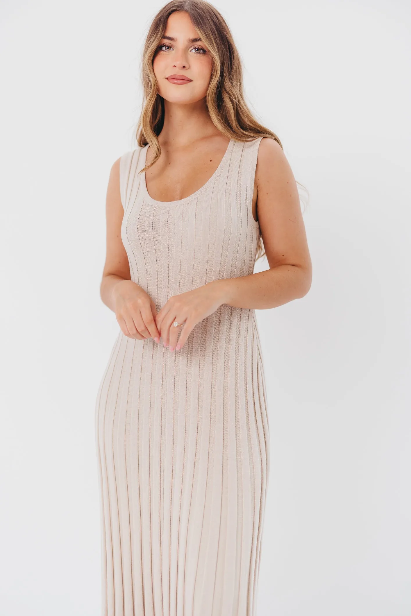 Bailey Ribbed Knit Maxi Dress in Taupe