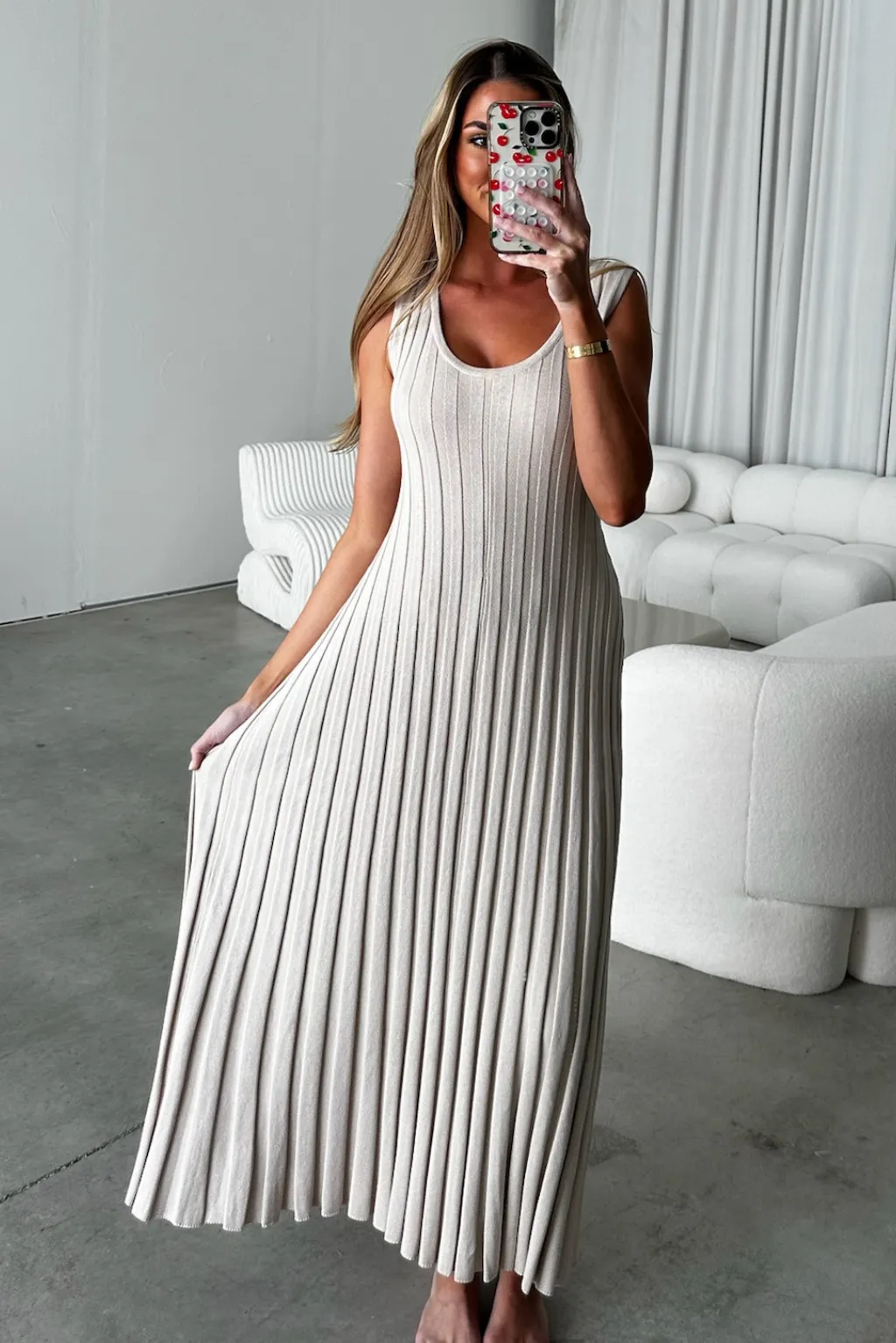 Bailey Ribbed Knit Maxi Dress in Taupe