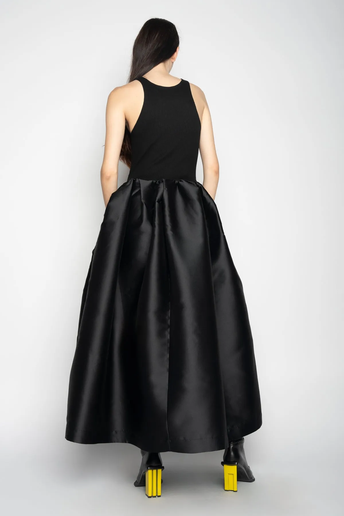 BLACK DRESS WITH TANK TOP SCOOPED