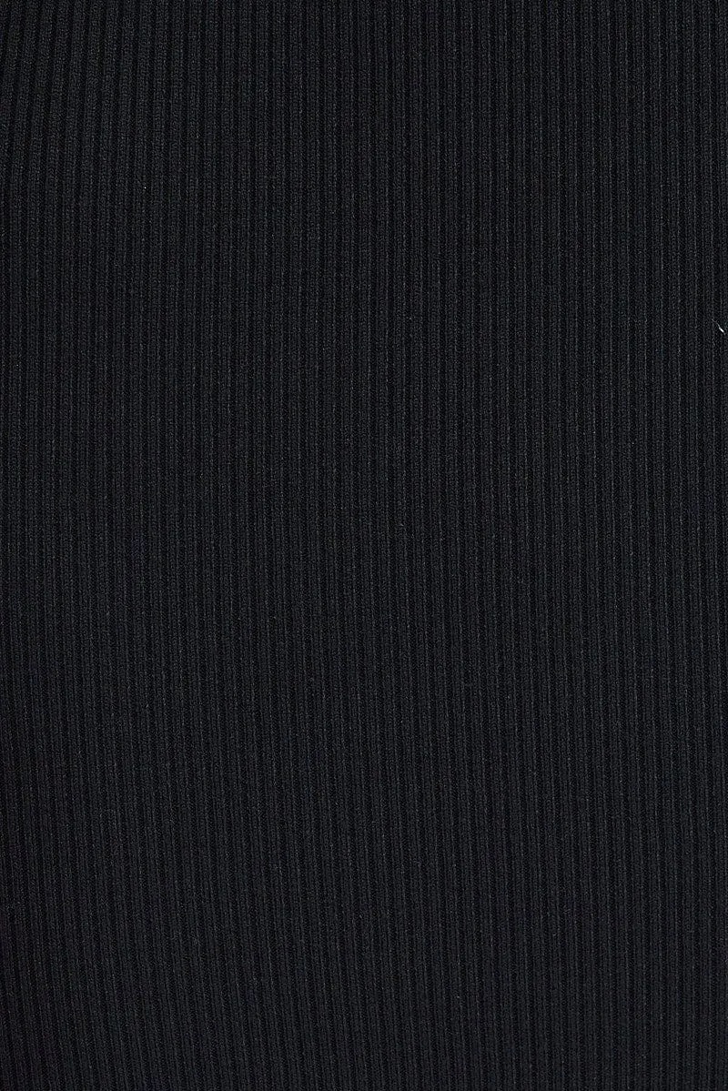 Black Knit Dress High Neck Sleeveless Midi