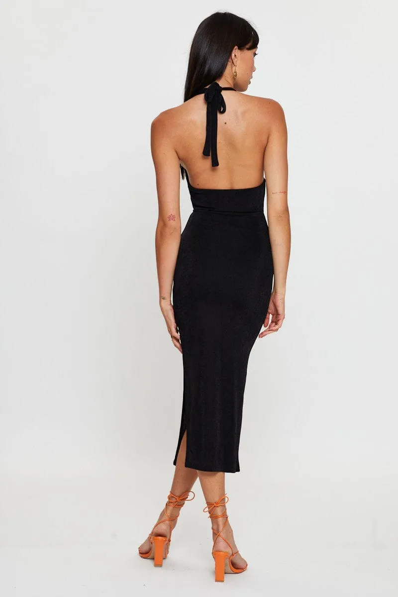 Black Midi Dress Slinky Jersey