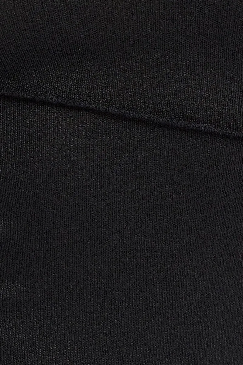 Black Midi Dress Square Neck Jersey