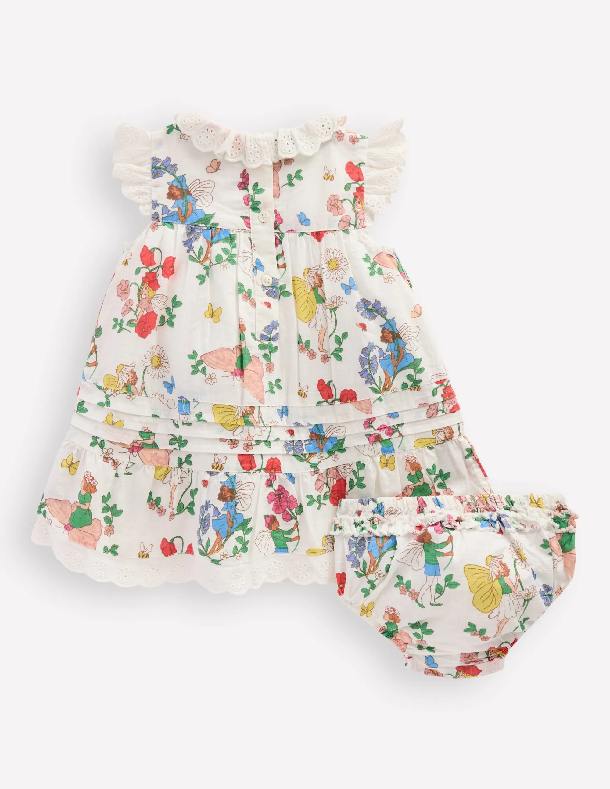 Broderie Ruffle Dress-Coconut Milk Fairies