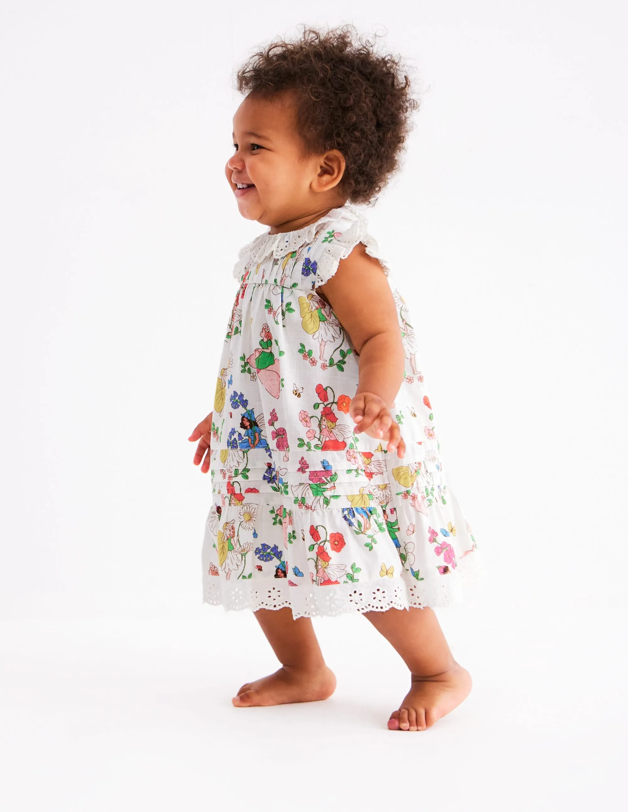 Broderie Ruffle Dress-Coconut Milk Fairies