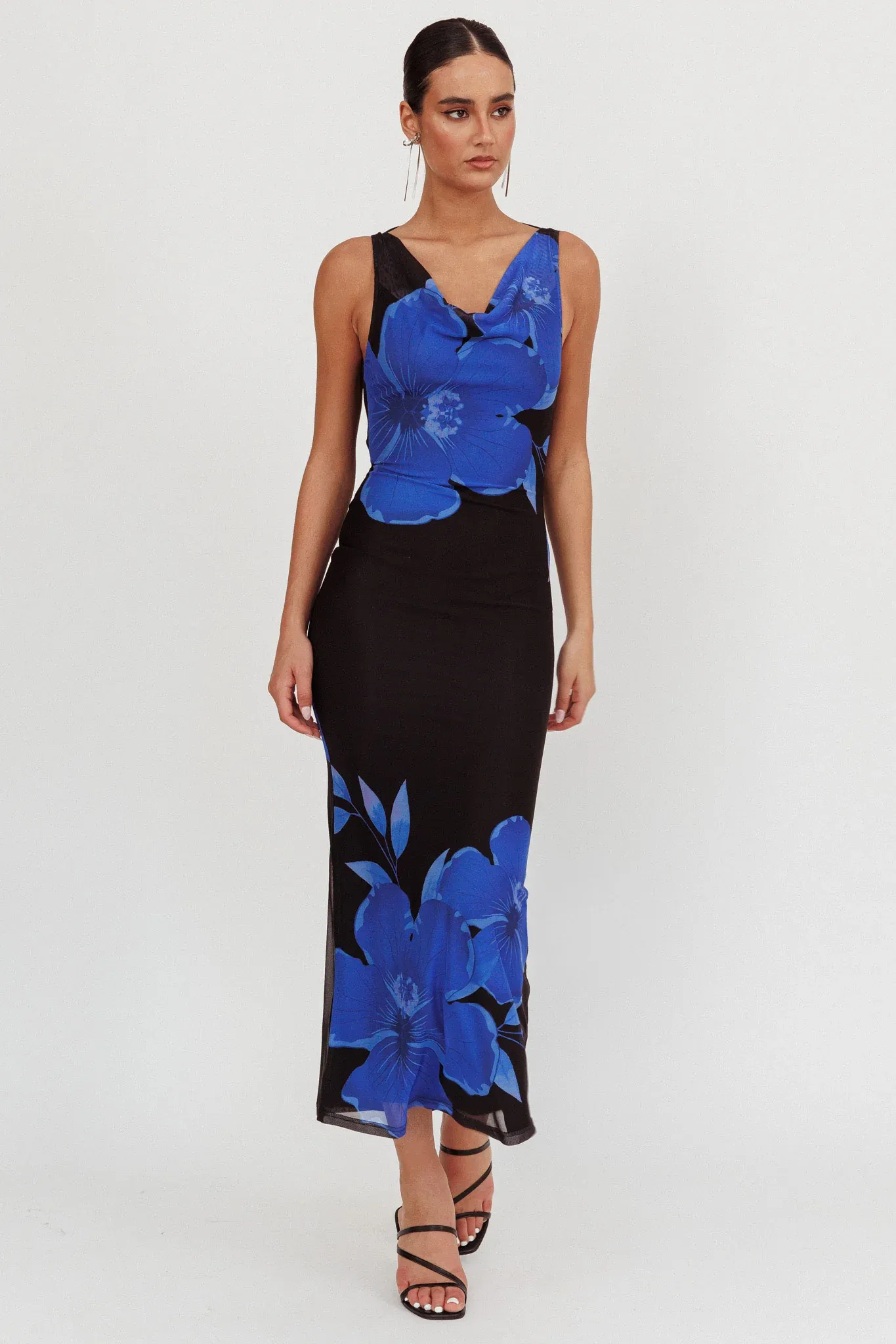 Cassiopeia Open Back Maxi Dress Hibiscus Blue
