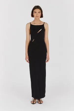 CORA BLACK KNIT MAXI DRESS