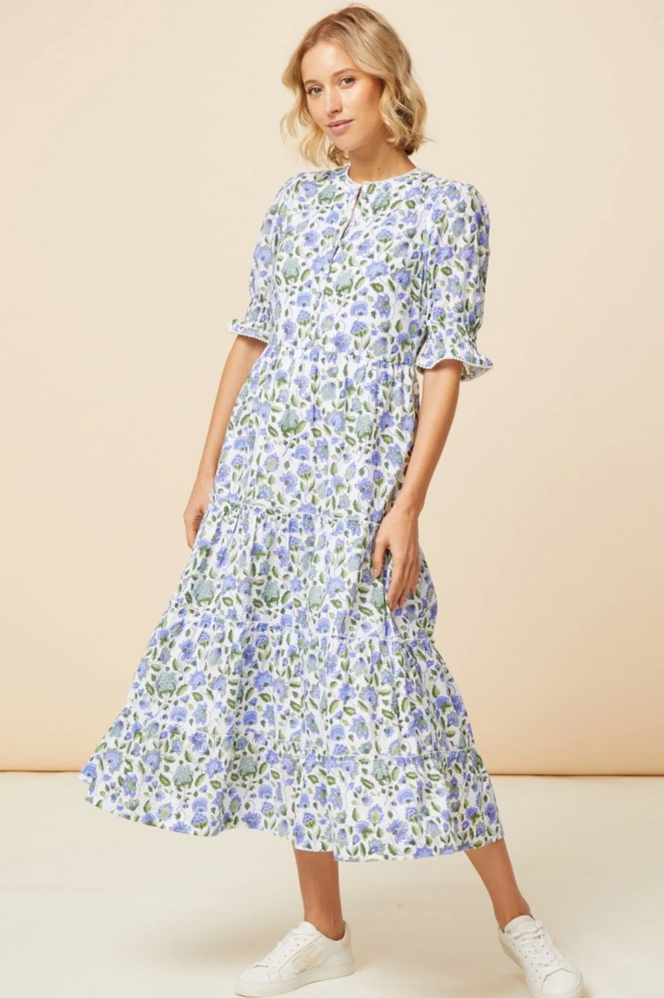 Cordelia Block Print Dress | Blue/Green