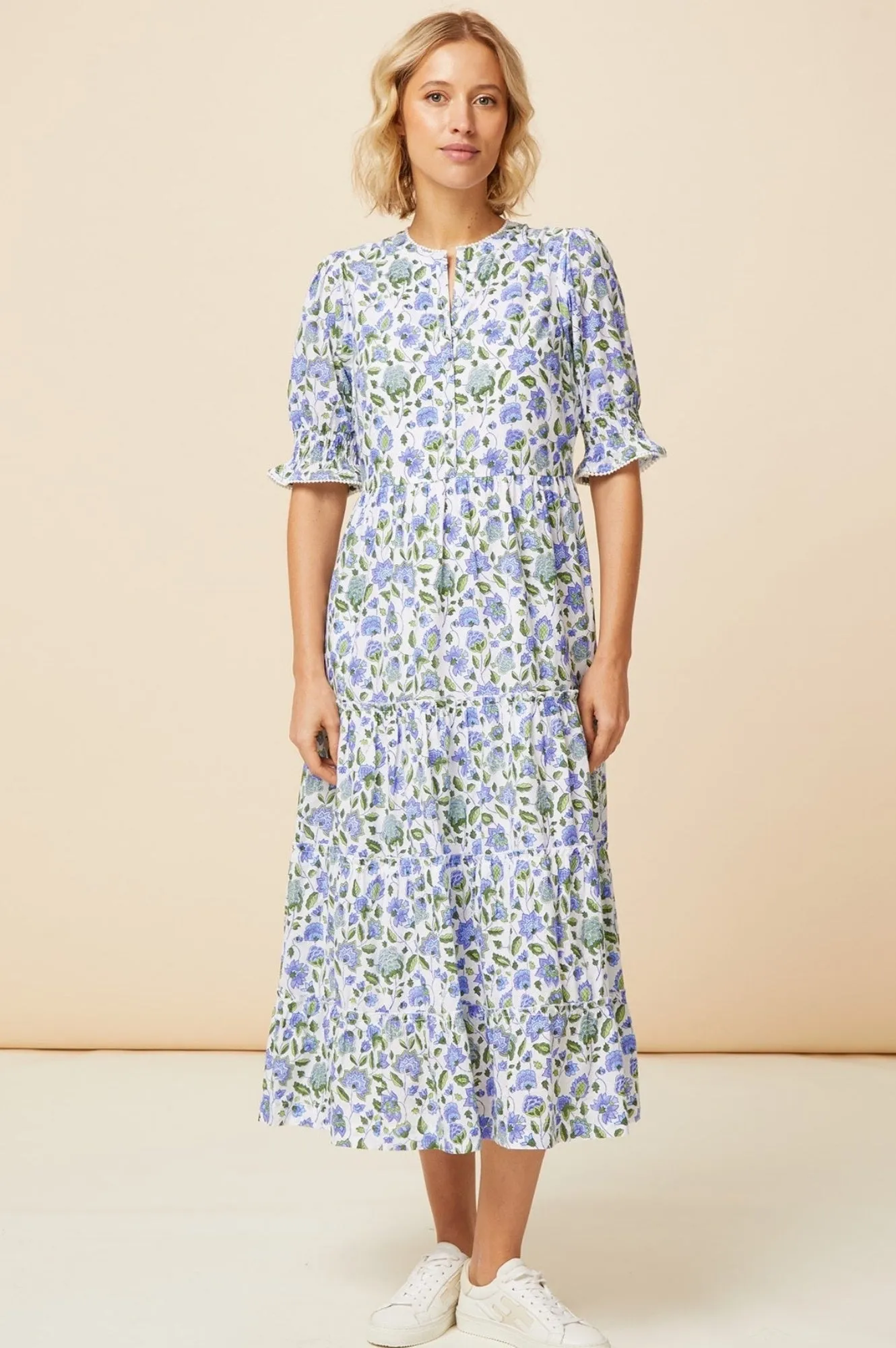 Cordelia Block Print Dress | Blue/Green
