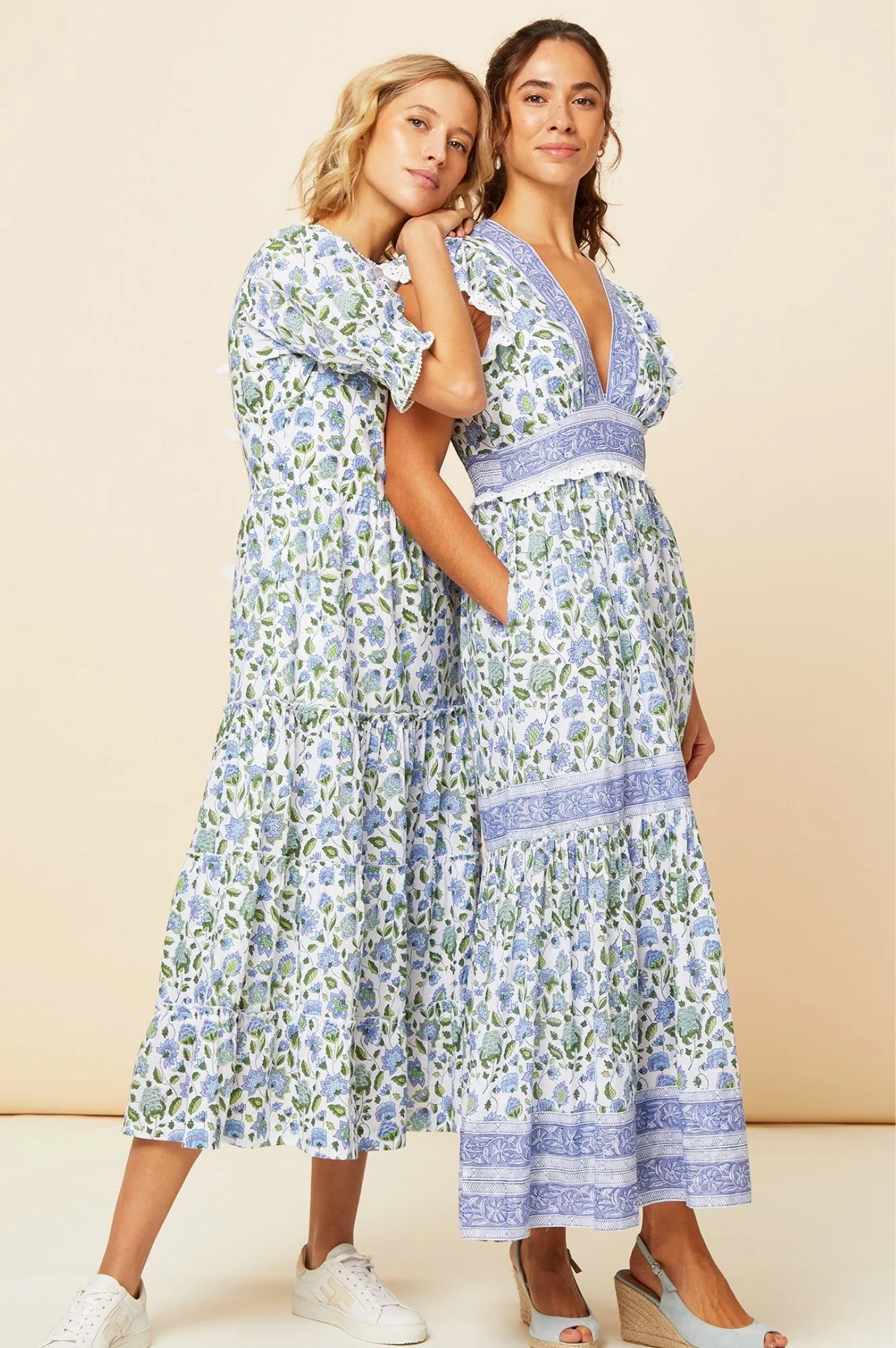 Cordelia Block Print Dress | Blue/Green