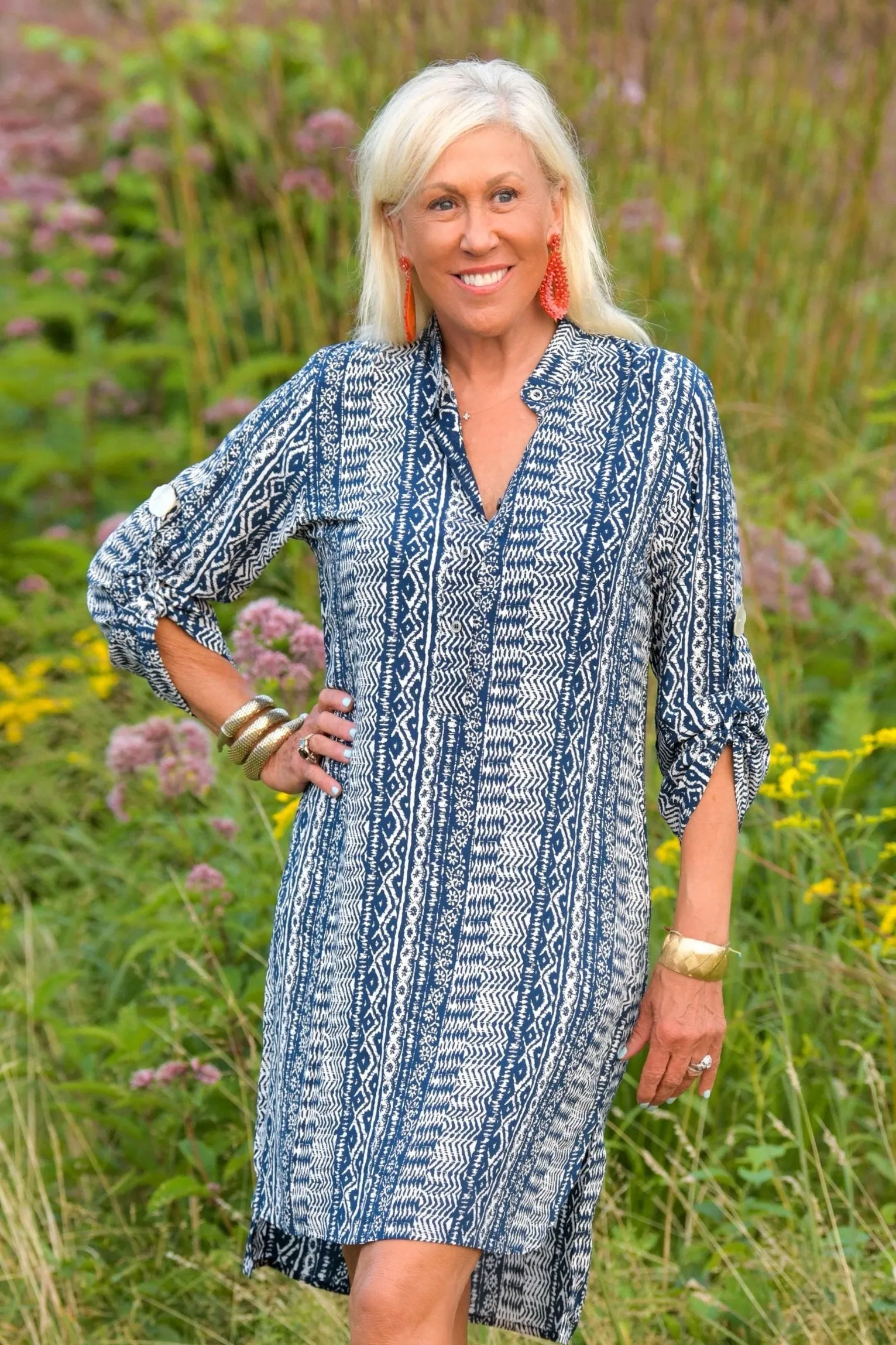 Day Tripper Dress / Indigo Aztec
