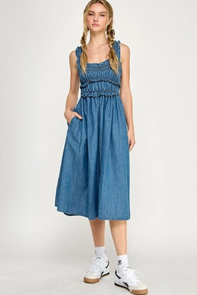 DENIM MIDI DRESS