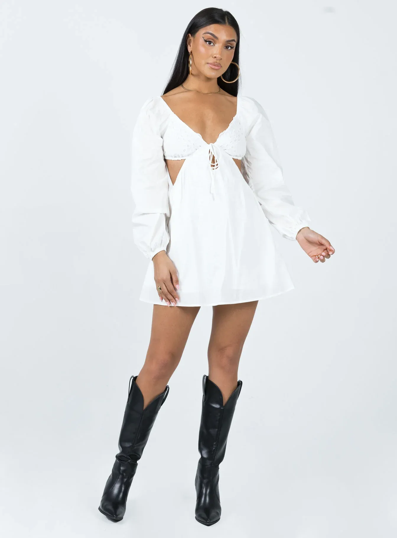 Elizer Long Sleeve Mini Dress White