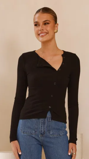 Ellie Long Sleeve Top - Black