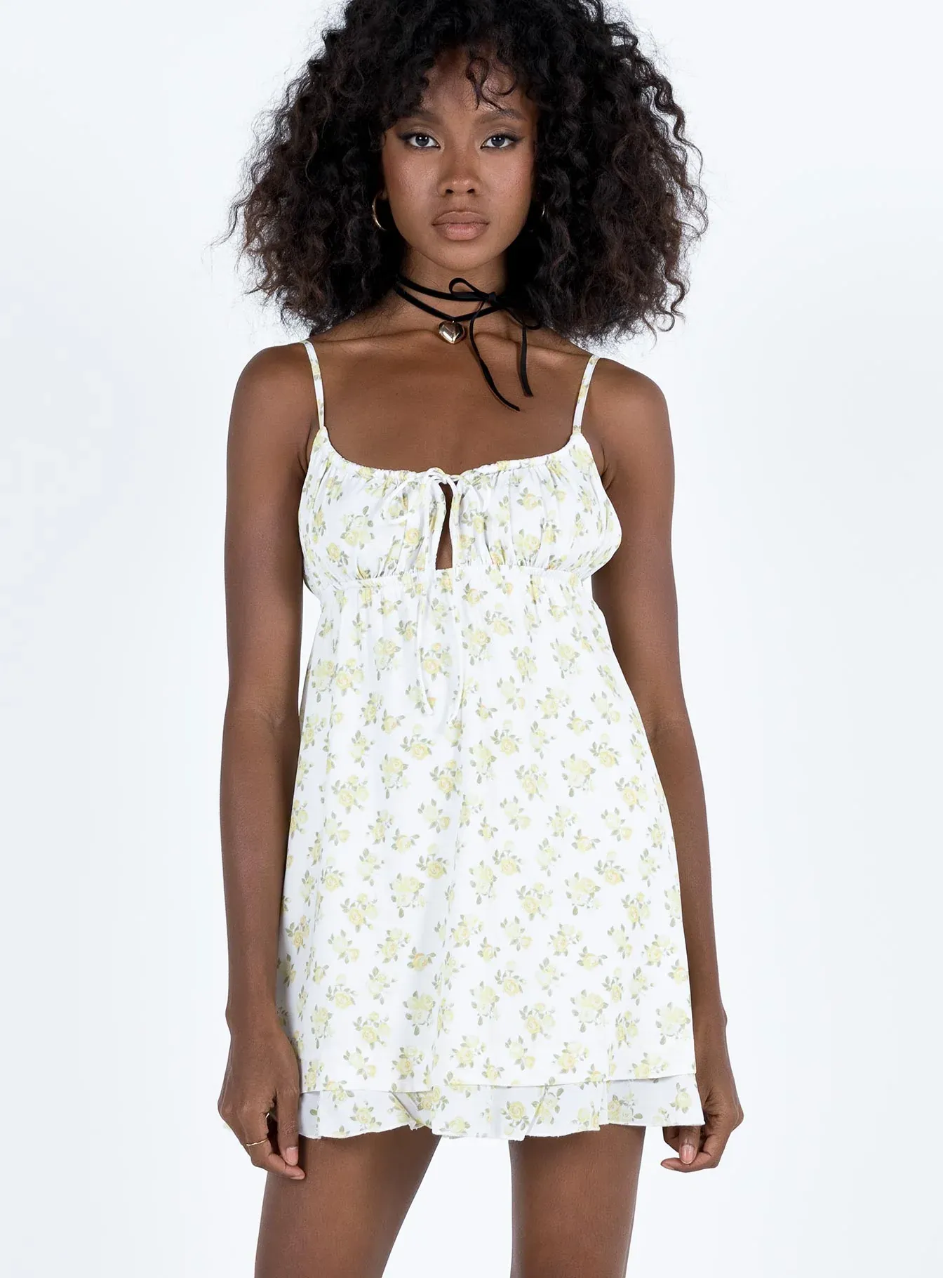 Empress Of Love Mini Dress Yellow Floral