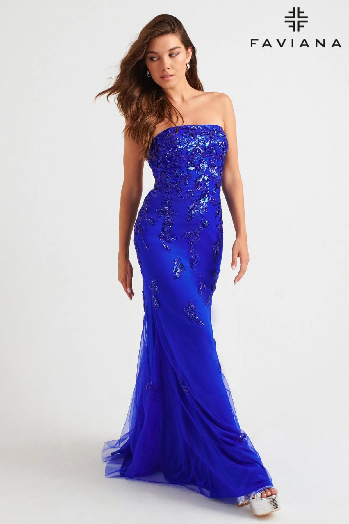 Faviana 11004 Prom Beaded Lace Long Formal Mermaid Dress