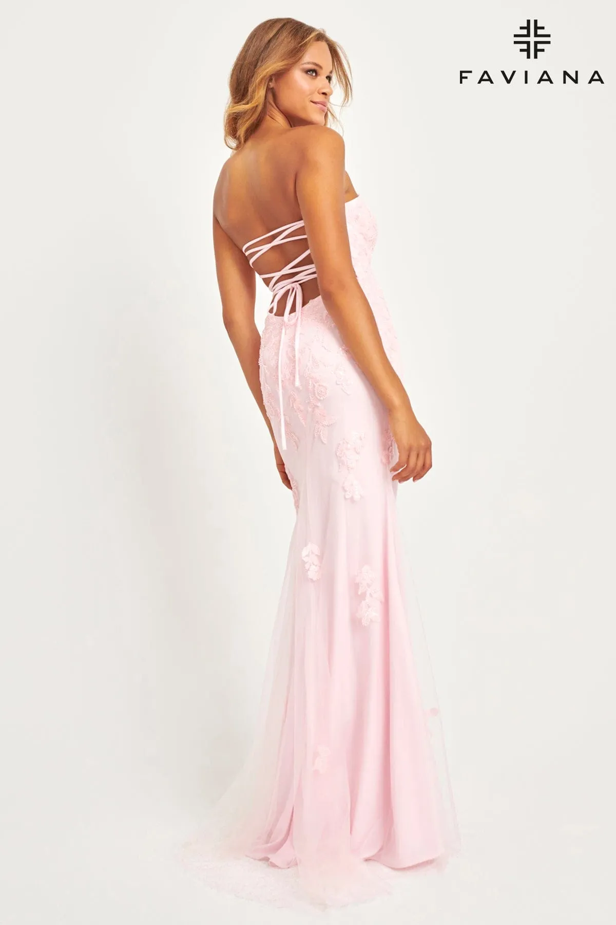 Faviana 11004 Prom Beaded Lace Long Formal Mermaid Dress