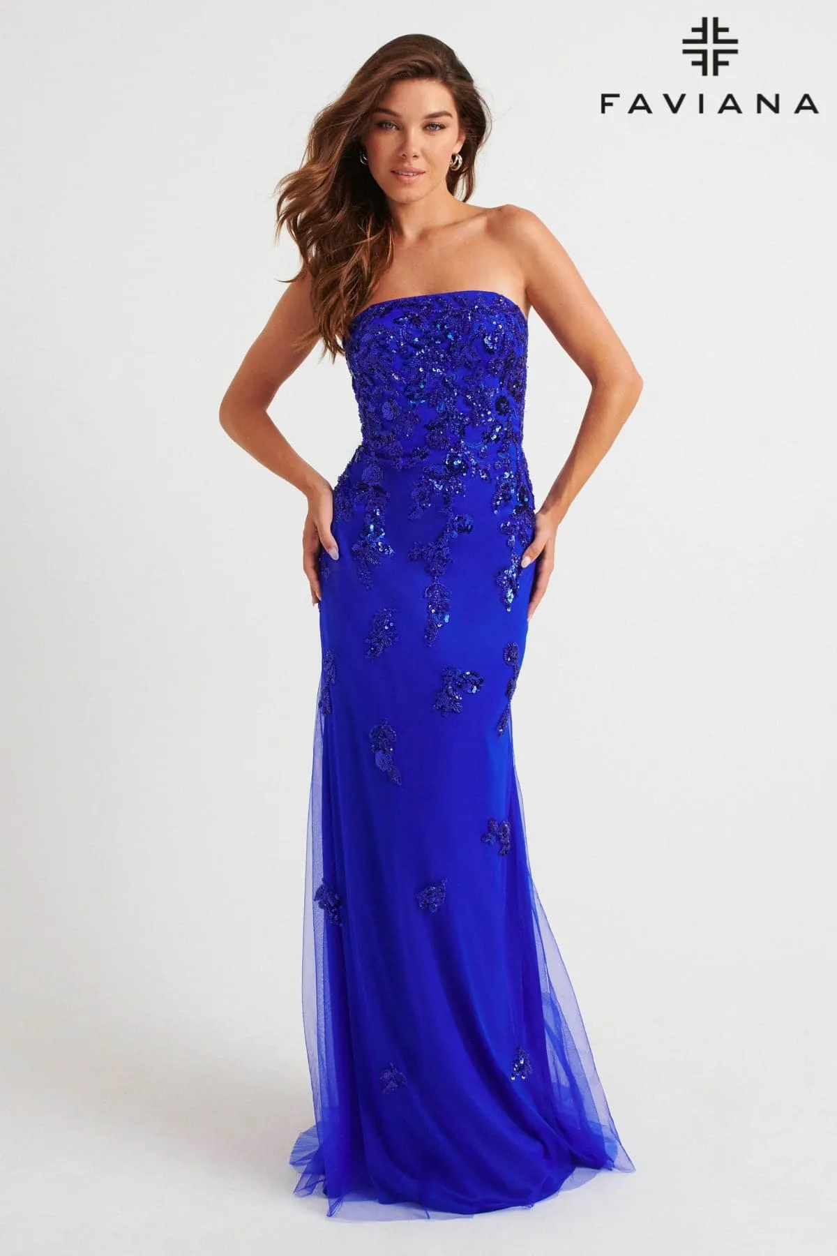 Faviana 11004 Prom Beaded Lace Long Formal Mermaid Dress