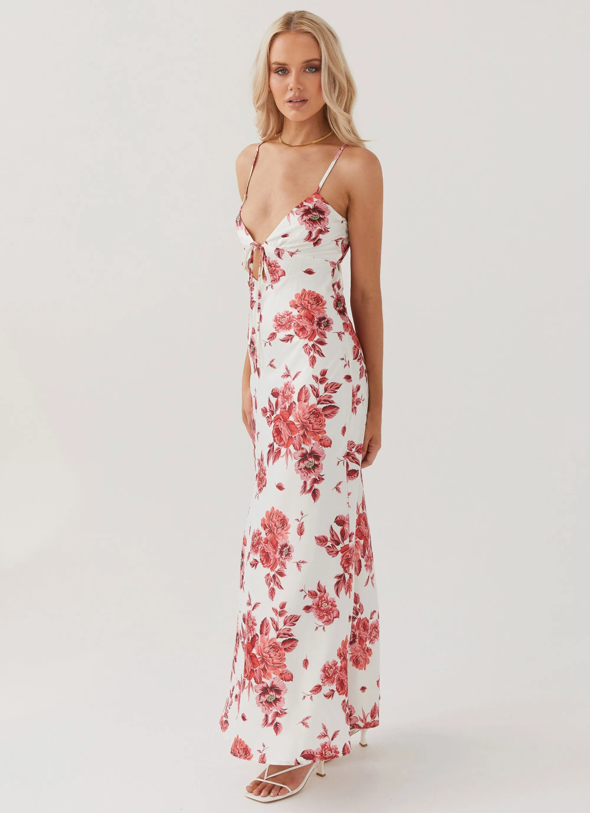Flora Satin Maxi Dress - Rosa Floria