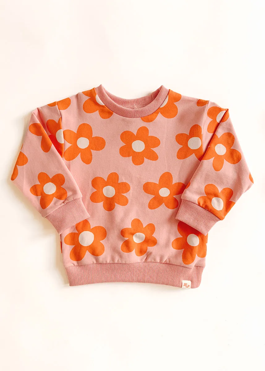 Floral French Terry Two-Tone Set - Pink & Ivory