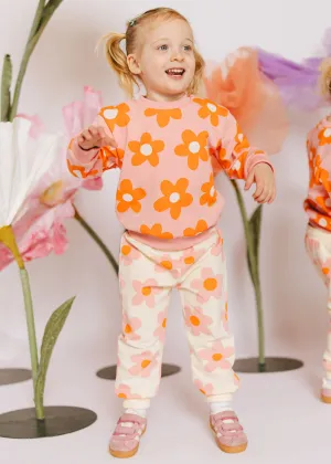 Floral French Terry Two-Tone Set - Pink & Ivory