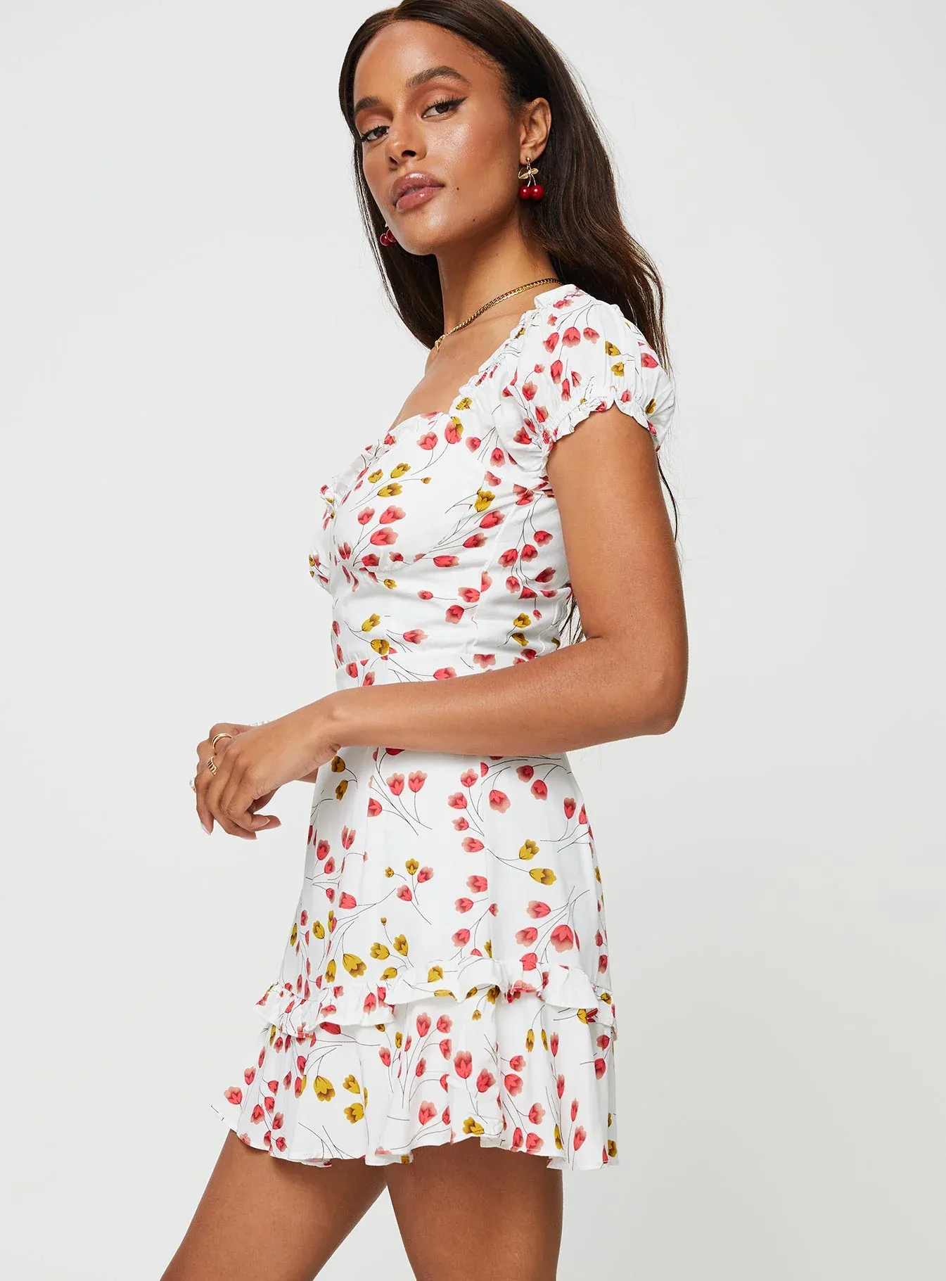 Floreen Mini Dress White / Red Floral