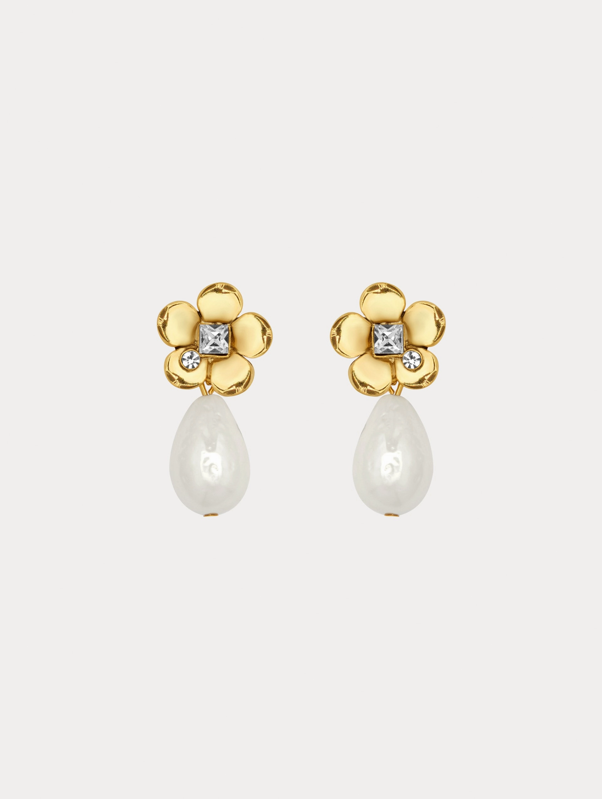 Flower Pearl Drop Earrings