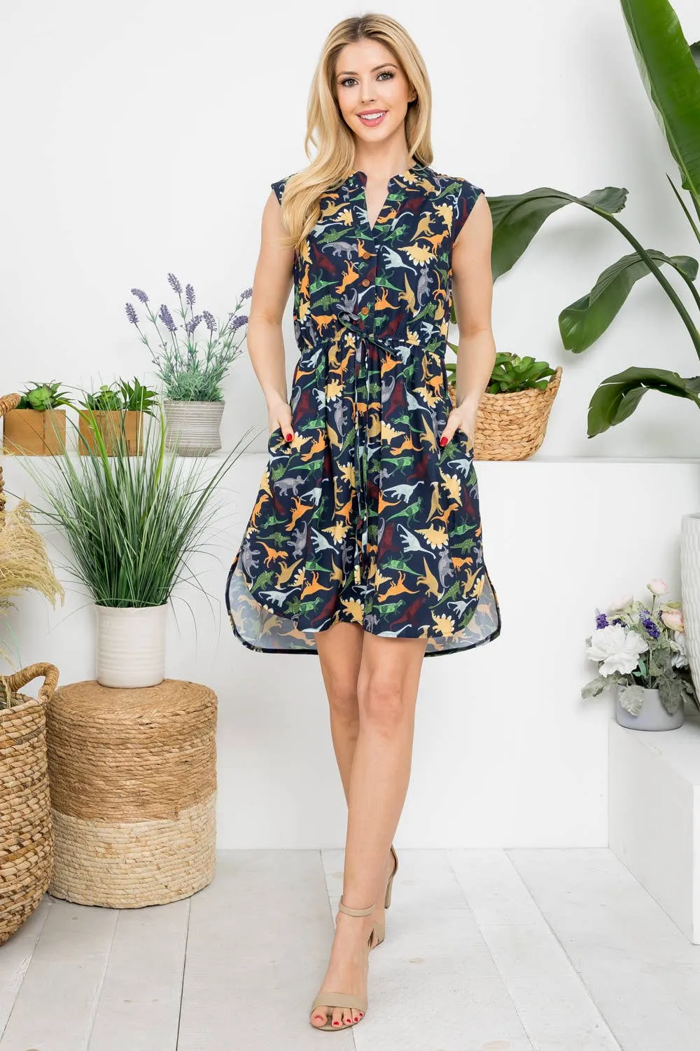 French Cafe Dress in Dino