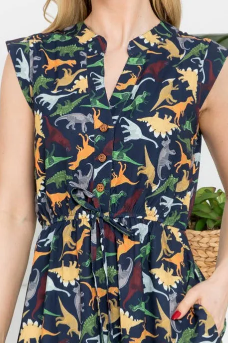 French Cafe Dress in Dino