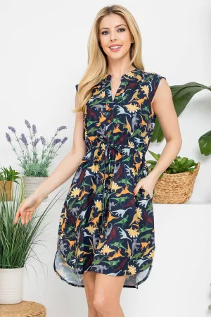French Cafe Dress in Dino