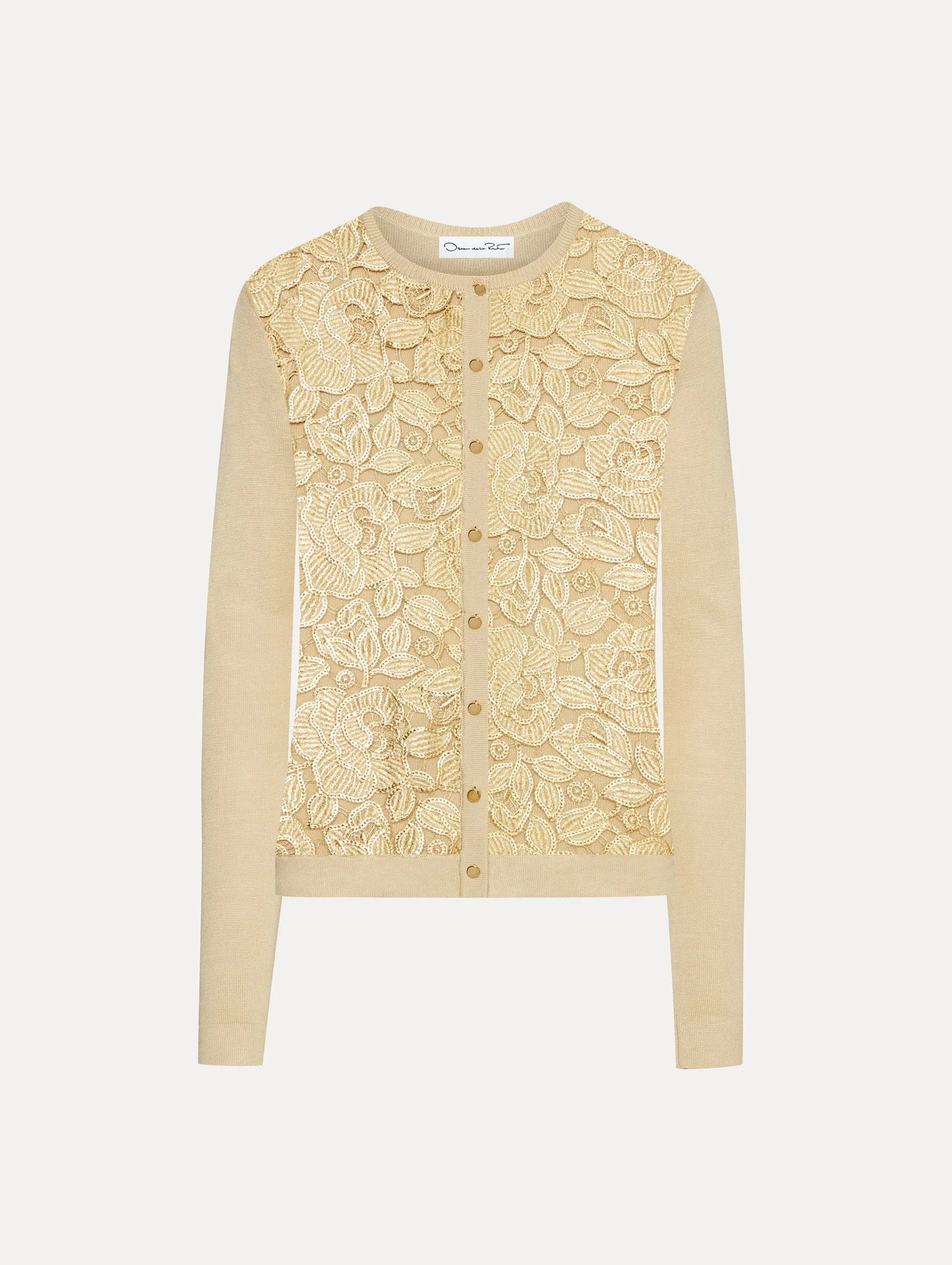Gold Foil English Rose Inset Cardigan
